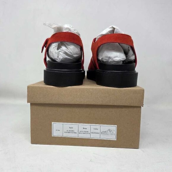 Women's EU 41 (US 10-10.5) By Anthropologie Footbed Fisherman Flats sandals red - Picture 2 of 11